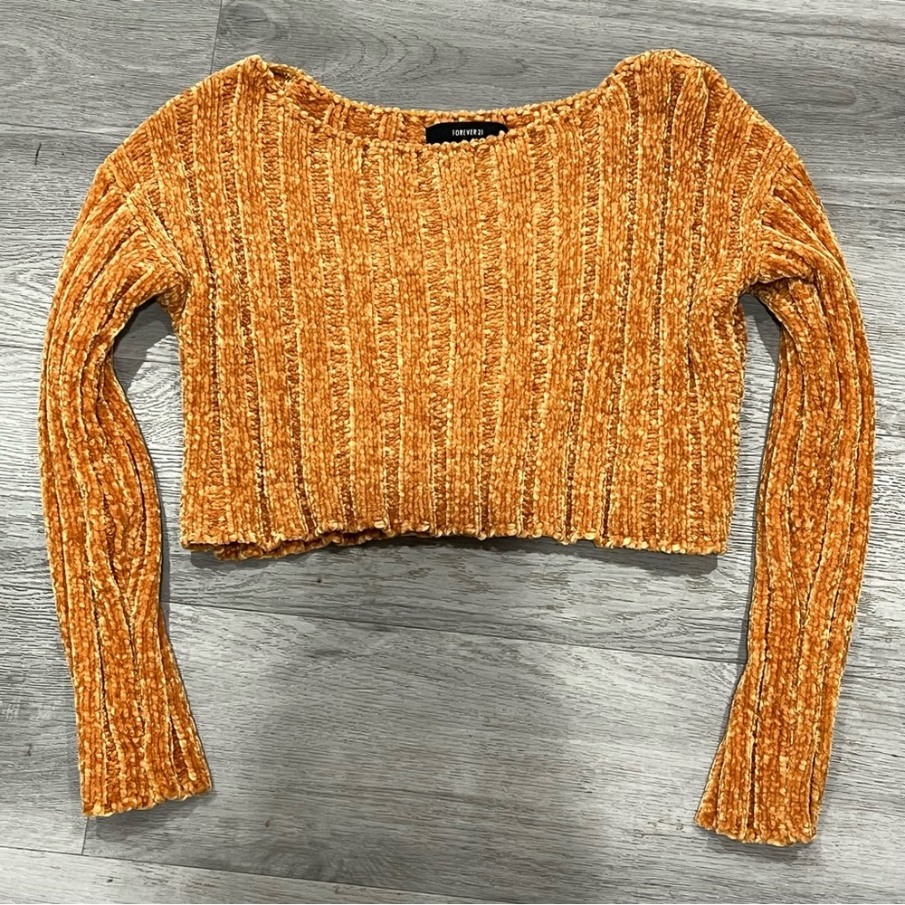 NWOT!!! Forever 21 Chunky Knit Mustard Gold Crop Sweater!!!